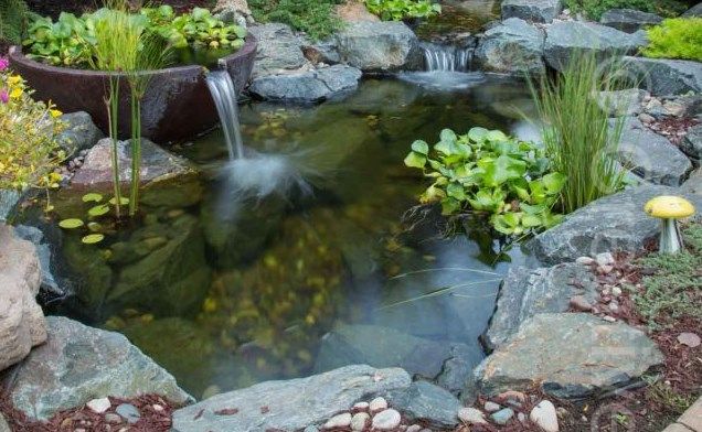 Our mid sized 'Halcyon' Pond with the added option of a spillway bowl which is being use as an additional mini 'bog' filter. Also includes rock upgrade.  - Landscaping and Water Features -  Creative Cascades