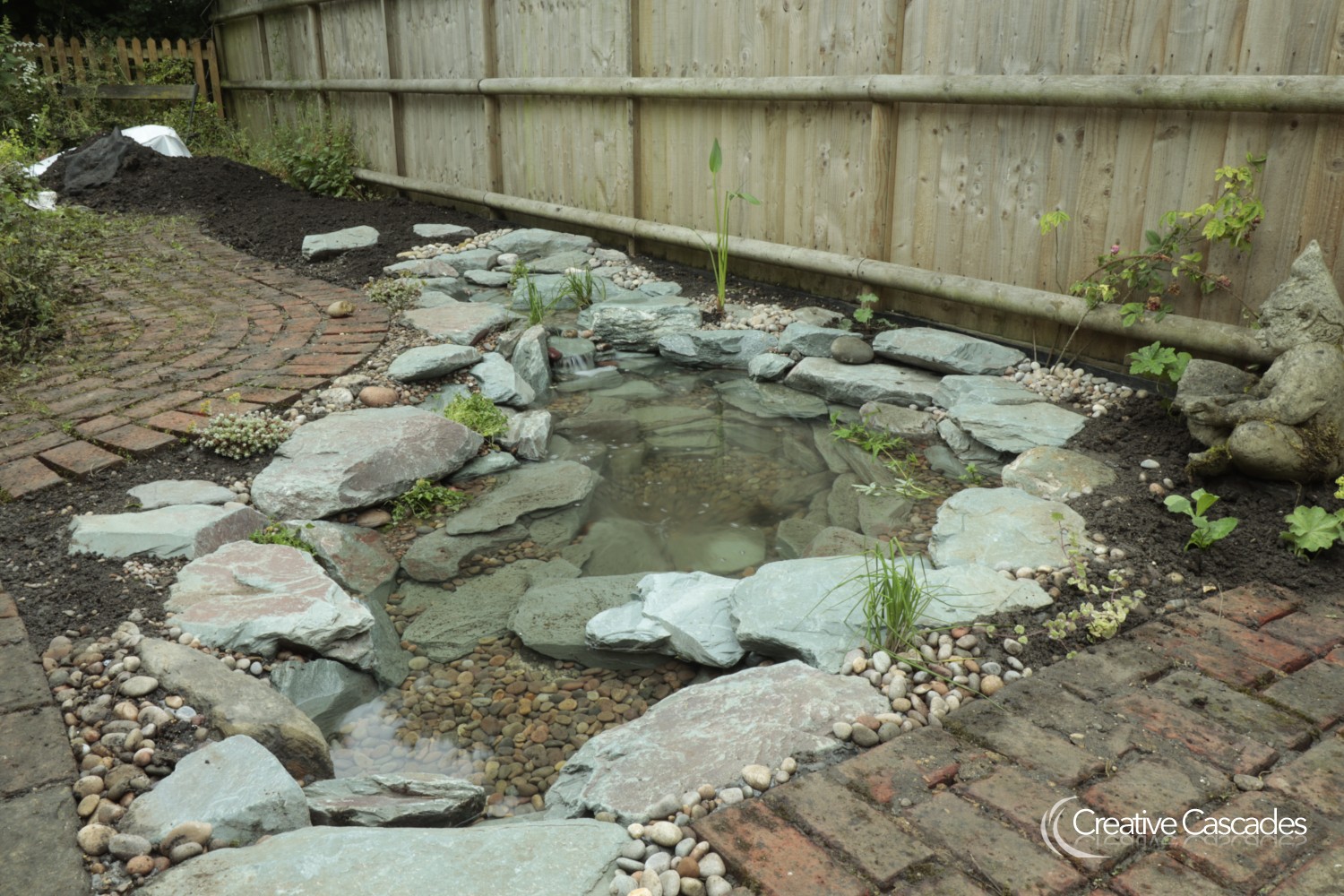 Small wildlife pond ready for surrounding planting, 2021  - Landscaping and Water Features -  Creative Cascades