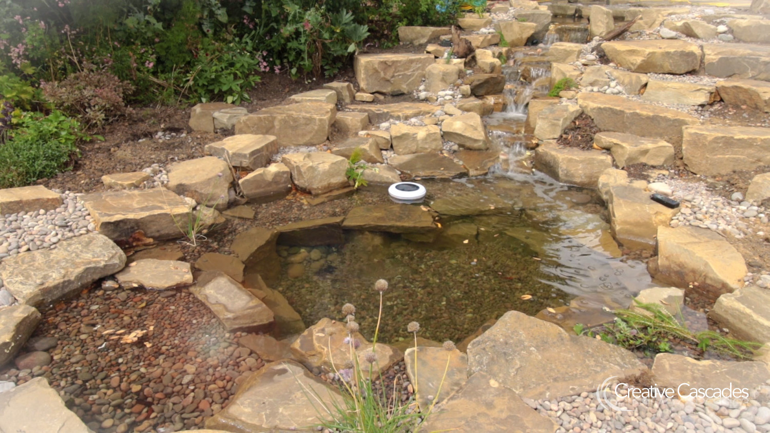 Large waterfall with a smallish pond, ready for planting  - Landscaping and Water Features -  Creative Cascades